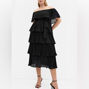 NWT City Chic Black Night Garden Midi Dress Size 12